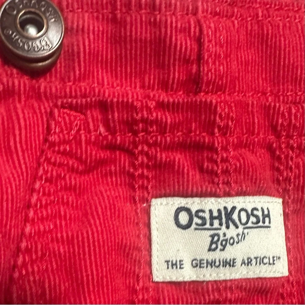 OshKosh B'gosh Red Corduroy Overall Jumper Dress Cottagecore Vintage Girls 6M